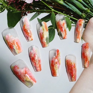 Uñas Postizas Cortas con Flores, Precio al por Mayor, Uñas Postizas Hechas a Mano, Uñas Acrílicas <span class=keywords><strong>Bonitas</strong></span> <span class=keywords><strong>de</strong></span> Alta Calidad con Múltiples Diseños, Proveedor - Product Image 3
