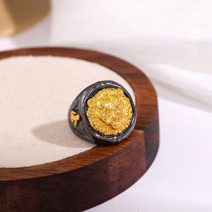 실버 도금 스테인리스 스틸 사자 반지 (남성용) 트렌디 약혼/결혼 선물 (마노석 포함) - Product Image 2