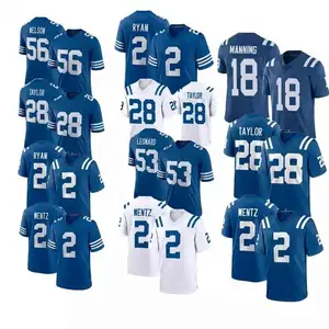 Nuova stagione houston cucita Colt 2 Ryan 1 Mcaffee 28 Taylor 12 Luck 18 manning maglia da calcio di alta qualità