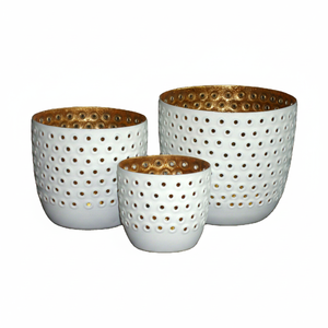 Ensemble le plus vendu de 3 bougeoirs votifs de couleur blanche de taille différente pour la décoration de mariage et l'utilisation d'événement double teinte - Product Image 1