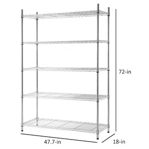Étagère utilitaire en métal chromé à 5 niveaux, 47,7 po de largeur x 18 po de profondeur x 72 po de hauteur - Product Image 1
