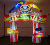 Arche gonflable de clown maléfique pour Halloween avec yeux lumineux à LED, décoration effrayante et sanglante pour fête de maison hantée
