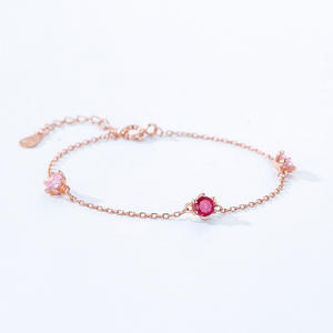 Pulsera de Cadena de Plata de Ley S925 con Diamantes Rojos y Baño de Oro Rosa para Mujer, Joyería de Moda, Versión de Cobre Personalizable - Product Image 3