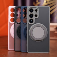 Étui fin translucide mat avec protection à 360° °   Étui de protection magnétique rotatif avec béquille pour S26 S25 S24 S23 Plus Ultra, coque arrière