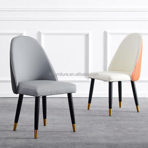 Comfortable High Density Foam <b>Padding</b> Ergonomic Backrest Eco Faux Leather Upholstered Accent Dining Room <b>Chairs</b> With Metal Legs - Product Image 2