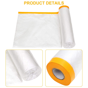 Película de Enmascarar para Pintar, Lámina de Plástico para Pintores con Cinta Adhesiva - Papel de Enmascarar Fácil de Usar para Renovación del Hogar y Protección de Bordes de Automóviles - Product Image 4