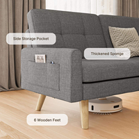 Canapé-lit futon moderne avec dossier inclinable réglable, accoudoirs amovibles, longueur extensible, idéal pour salon et hôtel
