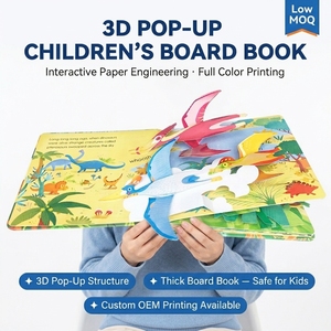 หนังสือป๊อปอัพ 3 มิติแบบกำหนดเอง ปกสีเทา พิมพ์ออฟเซ็ตสี CMYK เต็มรูปแบบ หนังสือนิทานเด็กแบบอินเทอร์แอคทีฟ ธีมไดโนเสาร์และป่า  ขั้นต่ำในการสั่งซื้อน้อย - Product Image 3