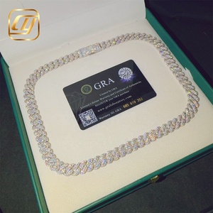 Cadena de Eslabones Cubanos Miami de Plata de Ley 925 con Moissanita VVS y Diamantes de 10 mm, Estilo Hip Hop, Collar Iced Out Buss Down - Product Image 4