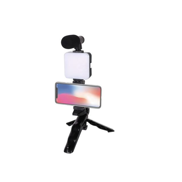 KALIOU-AY-49 Sets Mini Flexible Selfie Stick Mobile Phone Camera Stand Tripod With Microphone Led Light Out Door Record 3KG Load