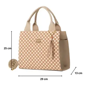Sac à main pour femme Fana Alejandra M3749, grande capacité, sac fourre-tout décontracté, motif rayé beige, deux poignées, pour les occasions spéciales - Product Image 4