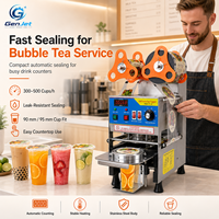Selladora Automática de Vasos GenJet ET-Q7 con Contador Digital, Rodillo Guía de Película, 90mm 95mm, para Vasos de Papel y Plástico, Acero Inoxidable, 220V 360W