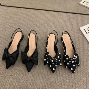 Nuovi Sandali Bassi con <span class=keywords><strong>Tacco</strong></span> Grosso e Fiocco a Punta Chiusa 2026, Nuove Scarpe <span class=keywords><strong>Décolleté</strong></span> Nere a Pois da Donna con <span class=keywords><strong>Tacco</strong></span> <span class=keywords><strong>Basso</strong></span> - Product Image 4