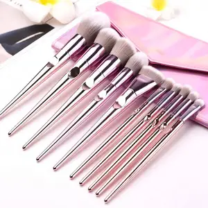 O.TWO.O Factory Wholesale Pink Aluminum Handle Soft Hair 10PCS Brushes Set With Makeup Case O.TWO.O Factory Wholesale Pink