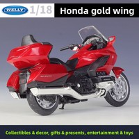 WELLY 1:18 2020 Moto de tourisme argentée en métal moulé sous pression, modèle en alliage, style Honda Gold Wing, collection, vente en gros