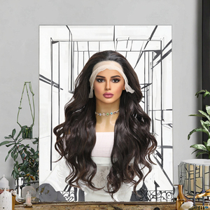 Parrucca Sintetica Nera Ondulata da 26 Pollici con Pizzo Frontale, Fibra Resistente al Calore, Alta Qualità, Capelli Sintetici, Modello <span class=keywords><strong>2026</strong></span> di Tendenza - Product Image 3
