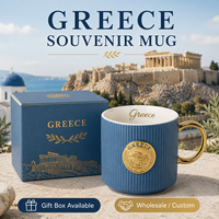 Tasses en céramique souvenirs de Grèce, Europe, cadeau touristique personnalisé, nouvelle tasse en porcelaine fine avec motif Acropole, boîte, fournisseur en gros OEM ODM