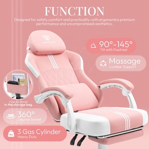 Chaise de gaming rose avec repose-pieds, chaise de jeu grande et haute avec gel rafraîchissant, dossier haut réglable, chaise ergonomique pour ordinateur pour filles - Product Image 2