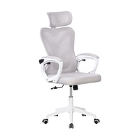 Chaise de bureau de haute qualité, chaise de jeu ergonomique en maille blanche et grise, siège coulissant pour bureau d'ordinateur de direction