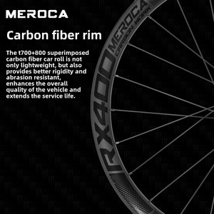 Meroca 50-mm-Carbonfaser-Rennrad-Laufradsatz mit Nabe für 2 Lager vorne und 4 Lager hinten, Schnellspanner/Steckachse, Sechs-Loch-Scheibenbremse - Product Image 2