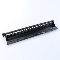 Panel Patch Keystone Kosong 1U 24 Port 19 Inch Cat6 RJ45 UTP Rak Mount Plastik & Baja