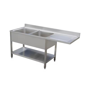 Cấp thực phẩm chất liệu 201/304 thép không gỉ Châu Âu Đôi Sao bồn rửa với Single-Sided cống nền tảng khách sạn nhà hàng bồn rửa - Product Image 5