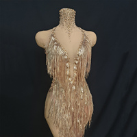 Robe de compétition de danse latine Novance Y5479, produits innovants, paillettes dorées, glands, strass, robe de soirée pour boîte de nuit