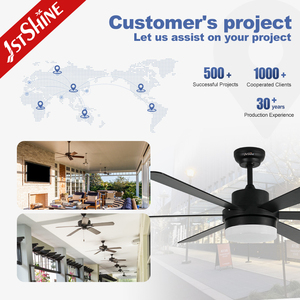 1stshine LED Ventilador de techo Factory 56 "Negro 6 MDF Aspas Ventilador de techo inteligente con control remoto y Luz - Product Image 5