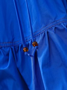 3191 Nouvelle Robe Midi Trapèze de Luxe à Col Rond et Double Boutonnage, Manches Longues, Bleu Klein - Product Image 6