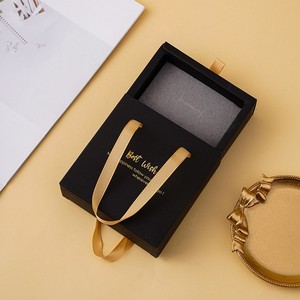 Hot Sale Luxury Golden Foil Logo Sliding Drawer Custom Jewelry Packaging <b>Gift</b> <b>Box</b> for <b>Earrings</b> Necklaces Rings Bracelets - Product Image 4