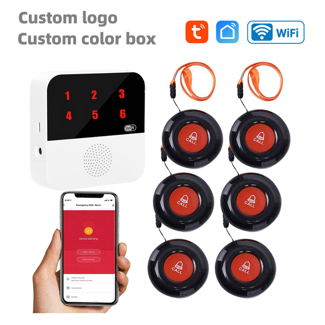 Daytech TUYA Smart Calling System Pagers Digital WiFi Smart Wireless Caregiver Pager SOS Button Elderly Call Care Equipment