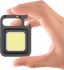 Xách Tay Có Thể Sạc Lại 800 Lumen Mini COB Keychain Đèn Pin Gấp Khung Chai Mở Nam Châm LED Pocket Torch Ánh Sáng Đèn Flash