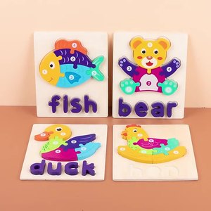 En bois 3d Animal Puzzle Enfants Éducation Précoce Mot Puzzle Jeu <span class=keywords><strong>Intelligence</strong></span> Développement Puzzle Bois Jouets Pour Enfants - Product Image 4