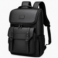 Sac à dos pour ordinateur portable en cuir PU imperméable 20L pour hommes, 15,6 pouces, pour les déplacements professionnels, les voyages et les sorties décontractées, avec poches latérales pour bouteilles