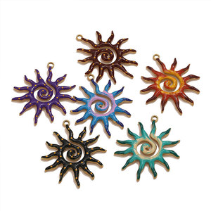 Breloques en émail soleil personnalisées en acier inoxydable 316L plaqué or 14k 18k pour la fabrication de bijoux (bracelets et colliers) - Product Image 4