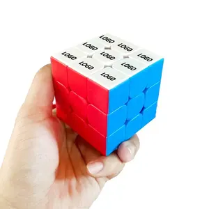 Kustom logo 3x3 kecepatan magic cube 3x3x3 ps plastik diy iklan foto pendidikan 3d abs puzzle kubus mainan