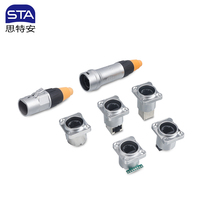 Conector RJ45 IP67 Impermeable Tipo D para Montaje en Panel, Ángulo Recto, Chasis Cuadrado, Conector de Audio Impermeable XLR para Computadora