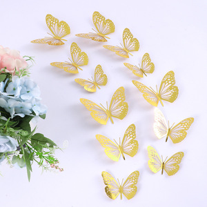 Farfalla cava 3d decorazione a farfalla in metallo cavo decorazione da parete soggiorno casa decorazione tridimensionale a farfalla - Product Image 1