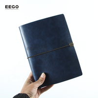 Journal classique en cuir à couverture souple noir A5 classeur à anneaux à feuilles mobiles personnalisé avec bande élastique