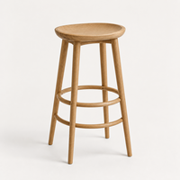 Tabouret de bar moderne en bois d'acacia massif avec repose-pieds, design écologique pour bar à domicile, pub et restaurant
