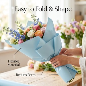 Wasserfestes Blumen-Geschenkpapier Verdicktes Doppelseitig PE-Beschichtetes Frischblumen-Bouquet Verpackungspapier 20 Blatt/Packung - Product Image 4