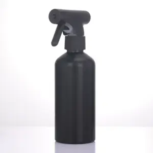 Leere Luxus 350 ml 12 Unzen mattschwarze Plastik-Trigger-Sprühflasche für Frisurbügel Bügel Pflanzennebel