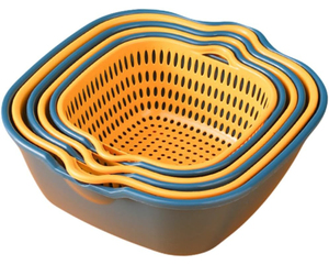 Cesta de drenaje multifuncional de PP de 6 piezas para cocina, para lavar y almacenar frutas y verduras, de grado alimenticio y ecológica, al por mayor - Product Image 1