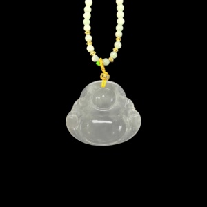 Pendentif en jadéite birmane de qualité naturelle A, <span class=keywords><strong>Bouddha</strong></span> rieur, pendentif en jadéite birmane pour femme (avec NGTC) - Product Image 3