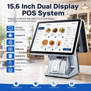 Sistema POS de Doble Pantalla de 15.6 Pulgadas, Android 14 RK3576 8GB 128GB, Caja Registradora Táctil con Impresora para Restaurante/Tienda - Product Image 1