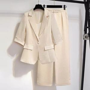 Vêtements pour femmes transfrontaliers Europe-Amérique, Nouvelle collection Printemps 2026, Ensemble élégant : Veste de costume cintrée à la taille et pantalon taille haute - Product Image 3