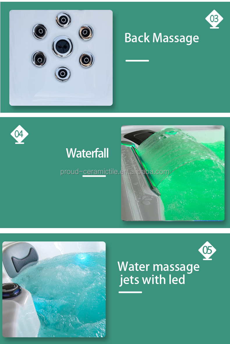 Outdoor Family Air Jet Bathtub 5 - 6 Person SPA Hot Tub Freestanding Massage Bathtub