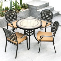 Meubles de restaurant d'extérieur résistants aux intempéries Ensembles de tables de patio Table et chaise de jardin en fonte d'aluminium