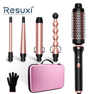 New Resuxi JDL-347 Curling Iron Set 5 em 1 PTC Aquecimento Cerâmico Coated Hair Curler Brush Professional Styling Tool para Todos Os Cabelos - Product Image 1