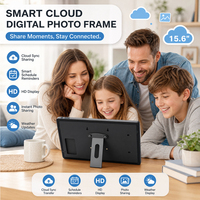 Cadre photo numérique intelligent 15,6 pouces 1080P IPS tactile WiFi avec stockage 32 Go, rotation automatique, fixation murale, haut-parleur intégré, système d'exploitation Android
